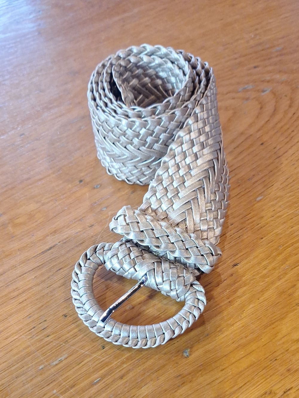 Beltiscool Woven Champagne Metallic Beige Women's Wide Belt